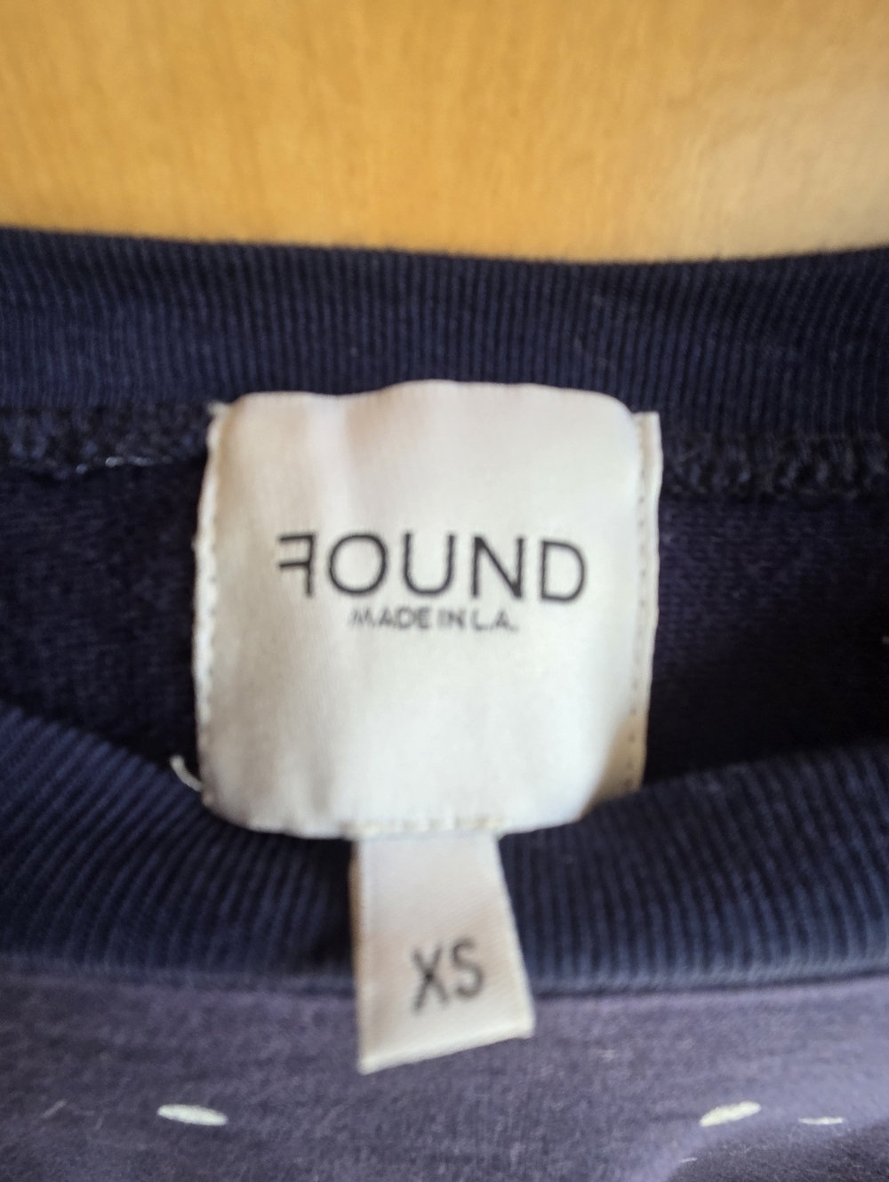 FOUND Denim Blue Polka Dot Sweatshirt XS French Girl Crewneck Casual Luxe Top - Picture 4 of 5